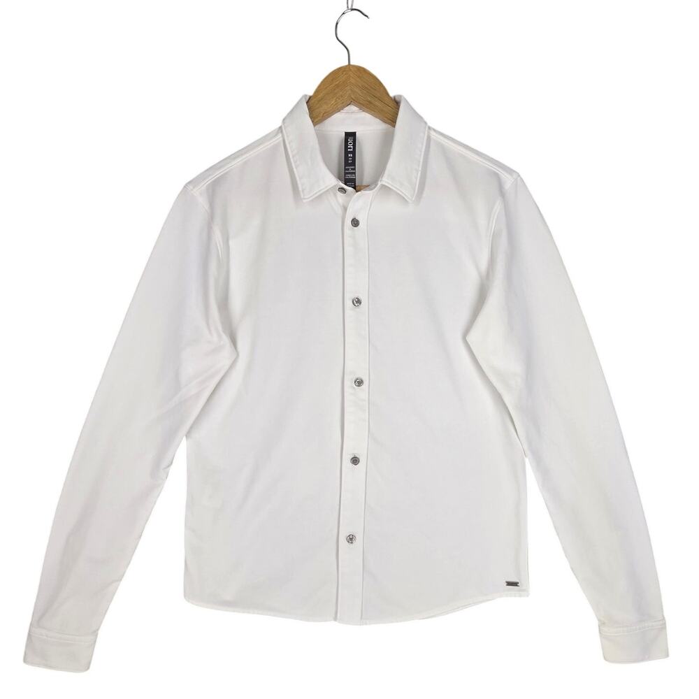 VUORI MEN’S KNIT OXFORD BUTTON‑FRONT SHIRT – WHITE – STYLE V1101 – SIZE XS